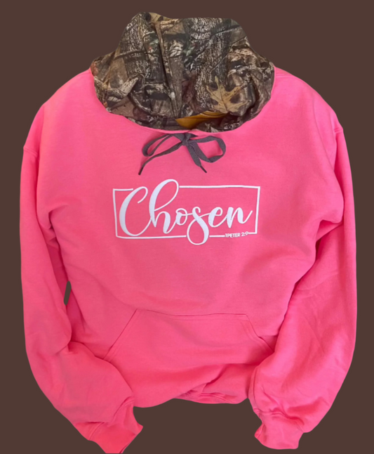 HODDIE_Chosen - PINK w/CAMO STYLE INLAY IN HOOD